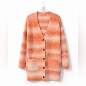 Cozy Striped Orange Cardigan